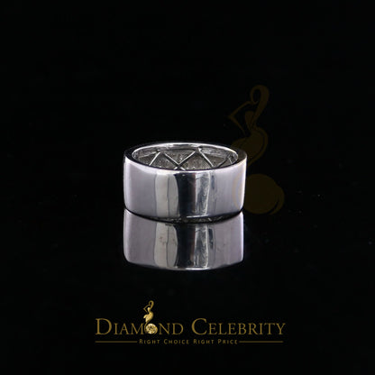 DiamondCelebritees Trendy Micro 0.33ct Real Diamond Men's 925 Silver White Band Style Ring Sz 10