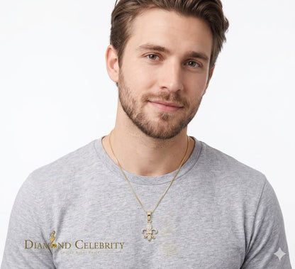 DiamondCelebritees Promise Yellow Sterling Silver Fleur de Lis Pendant with 0.17ct Cubic Zirconia