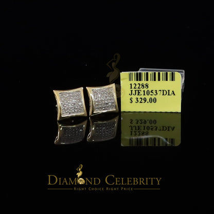 DiamondCelebritees Aretes Para 925 Sterling Yellow Silver 0.20ct Diamond Women & Men Kite Earrings