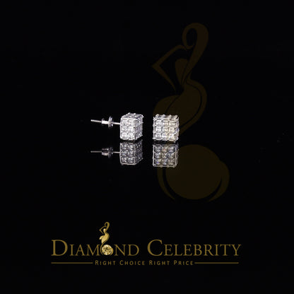 DiamondCelebritees  Hip Hop 925 White Silver 5.94ct Cubic Zirconia Women's & Men's Square Earrings