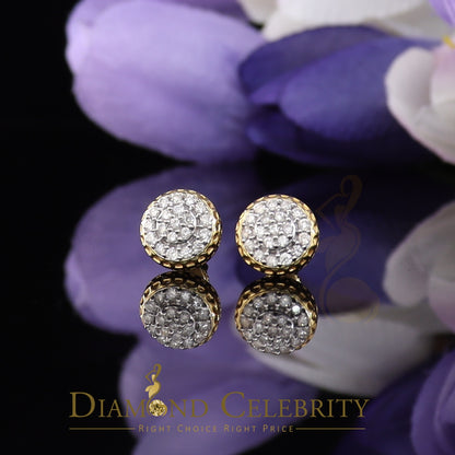 DiamondCelebritees 10K Real Yellow Gold with 0.33 CT Real Diamond Round Stud Earrings