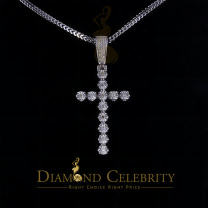DiamondCelebritees  0.40CT Real Diamond Crystal Cross 925 Sterling Silver White Necklace Pendant