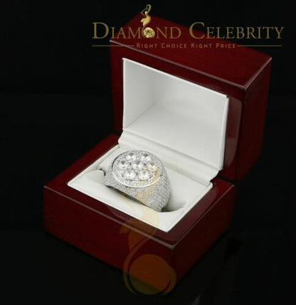 DiamondCelebritees Men's 12.5ct Cubic Zirconia white Silver Round Adjustable Ring From SZ 11 to13