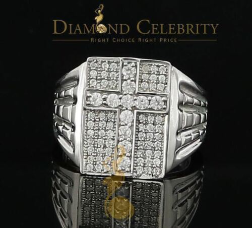 DiamondCelebritees 925 Silver White Cubic Zirconia 2.00ct Wide Square Men's Engagement Ring Size11
