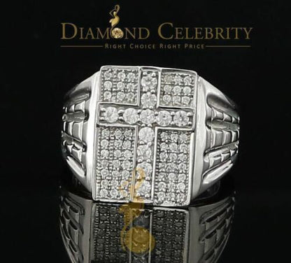 DiamondCelebritees 925 Silver White Cubic Zirconia 2.00ct Wide Square Men's Engagement Ring Size11