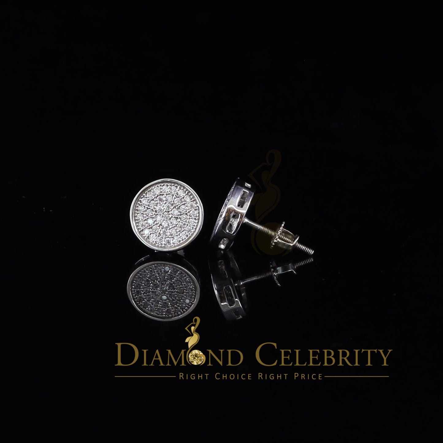 DiamondCelebritees  0.78ct Cubic Zirconia 925 White Silver Women's & Men's Hip Hop Round Earrings