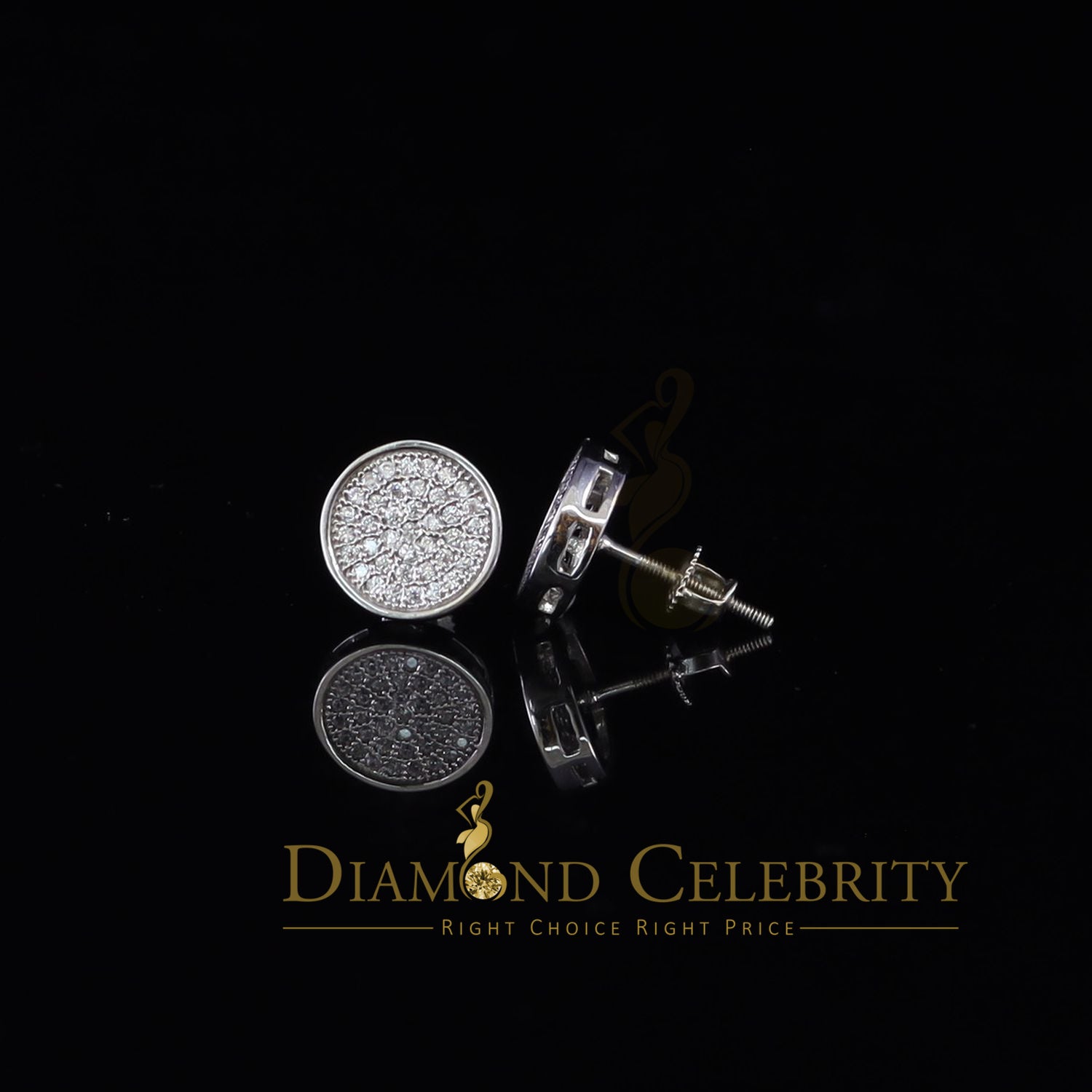 DiamondCelebritees  0.78ct Cubic Zirconia 925 White Silver Women's & Men's Hip Hop Round Earrings