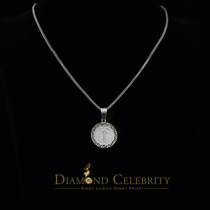 DiamondCelebritees 925 Sterling Silver Double Side Benedict Men's/Women's Pendant White Religious