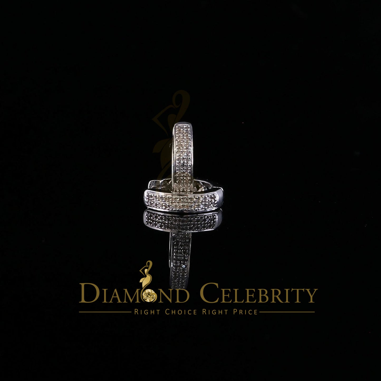 DiamondCelebritees 0.15ct Diamond 925 Sterling Silver White Hoop Stud Earrings For unisex