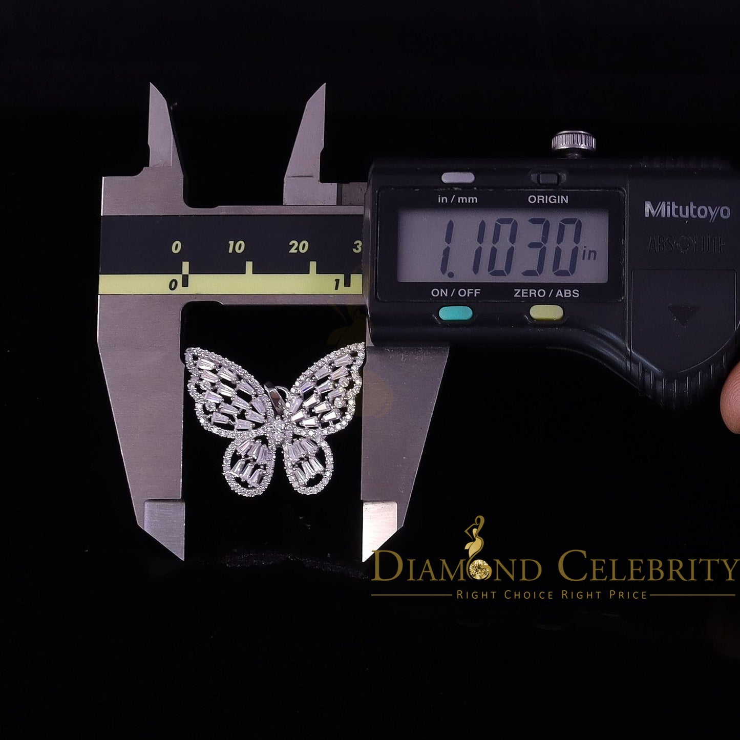 Diamondcelebritees  Men's/Womens 925 Silver White 1.75ct VVS 'D' Moissanite Butterfly Pendant