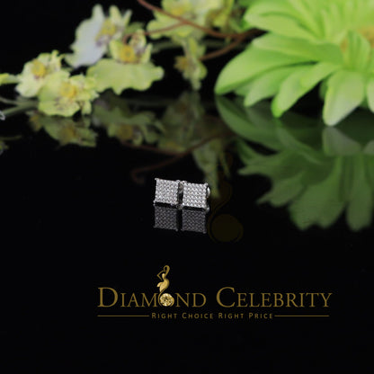 DiamondCelebritees  White Sterling Silver Women & Men 0.72ct Cubic Zirconia Square Stud Earrings