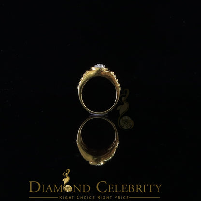 DiamondCelebritees Men's 0.30ct Cubic Zirconia Yellow Silver Heavy Look Round Ring SZ 9