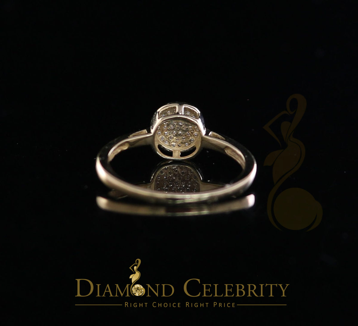 DiamondCelebritees Real Diamond 0.10CT Womens Silver Yellow Ring Engagement Size 7 Oval Shape