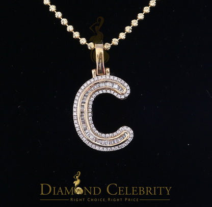DiamondCelebritees Yellow Bugutte Initial All Alphabet Sterling Silver Pendant with Cubic Zirconia