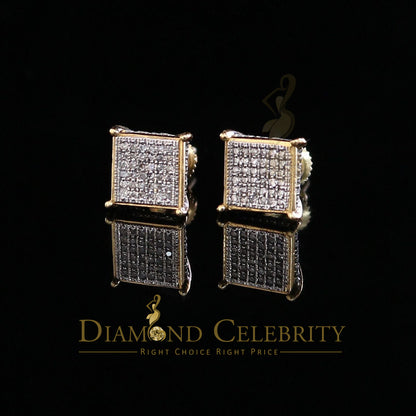 DiamondCelebritees 0.20ct Diamond Collection Yellow 925 Sterling Silver Women & Men Square Earrings