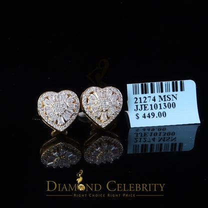 DiamondCelebritees 925 Yellow Silver 1.00ct VVS 'D' Baguette Moissanite Stud Earring Men's/Womens