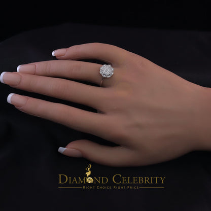 DiamondCelebritees 0.49ct Cubic Zirconia Sterling White Silver Flower Engagement Womens Ring Size 7