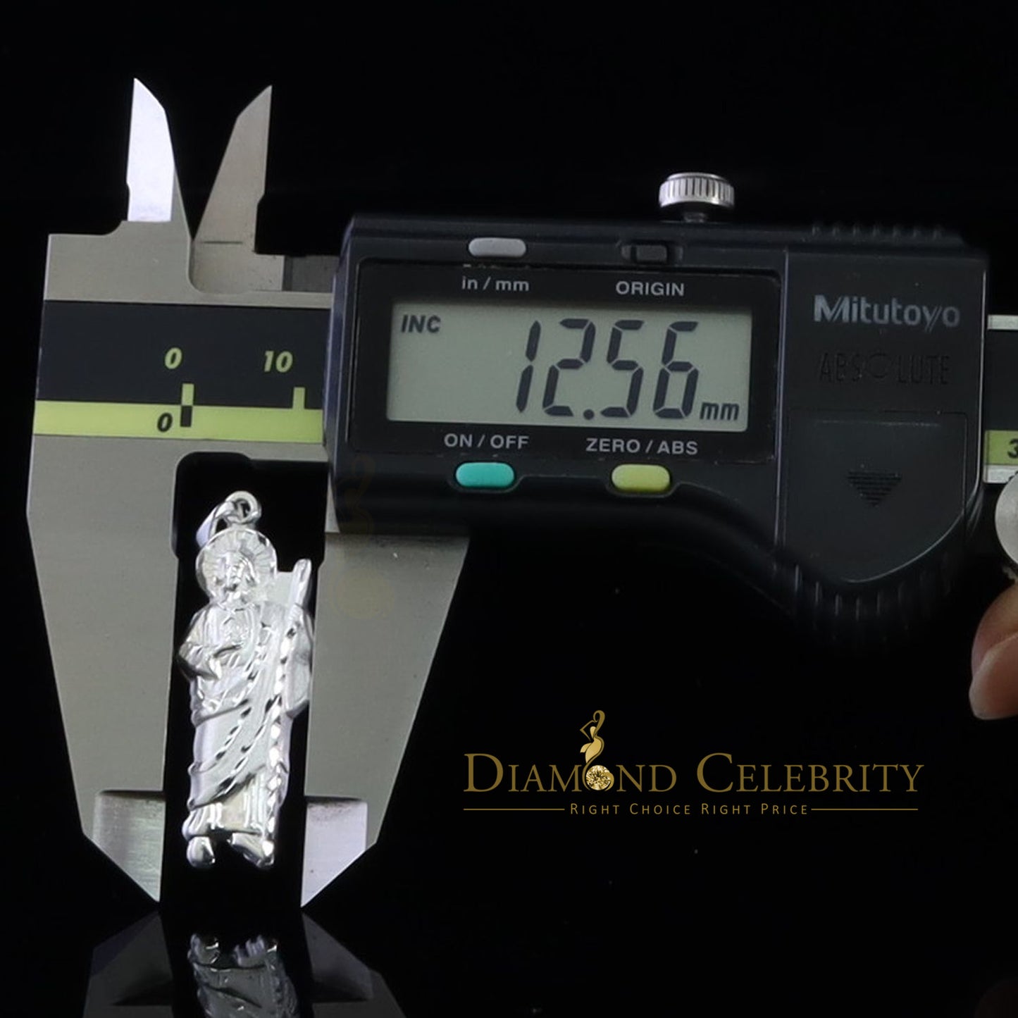 DiamondCelebritees 925 Sterling Silver Men's/Women's Saint Jude Figure Pendant White Religious
