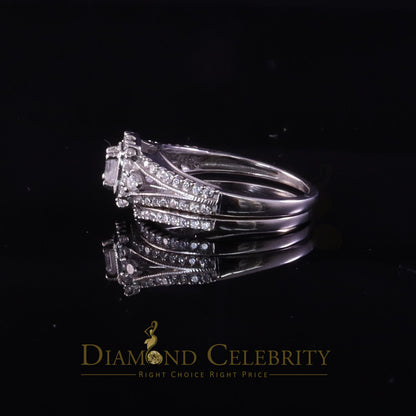 DiamondCelebritees 1.75ct Cubic Zirconia White Sterling Silver Men's/ Women 2PC Bridal Rings Size 7