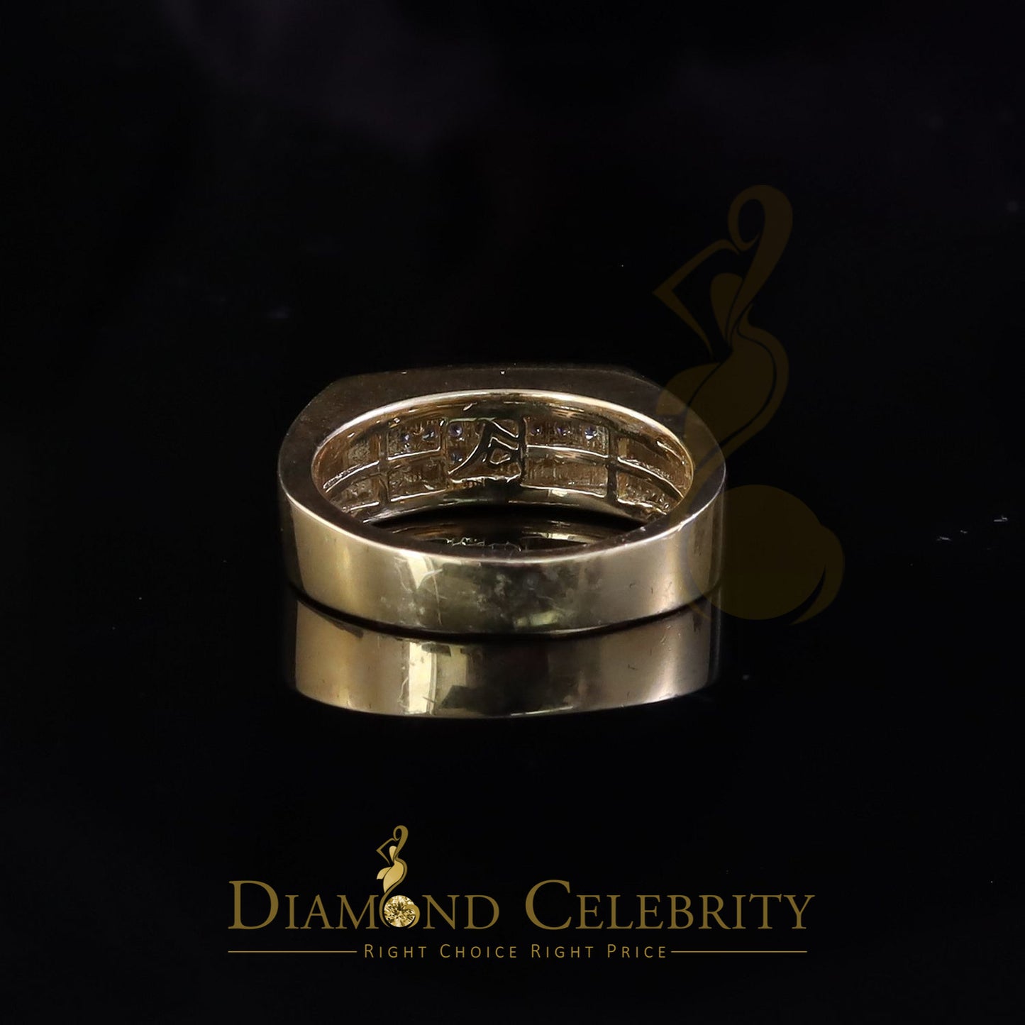 DiamondCelebritees Sterling Mens 0.81ct Yellow Cubic Zirconia Silver Rectangle Fashion Ring Size 9