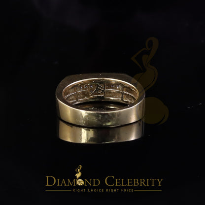 DiamondCelebritees Sterling Mens 0.81ct Yellow Cubic Zirconia Silver Rectangle Fashion Ring Size 9