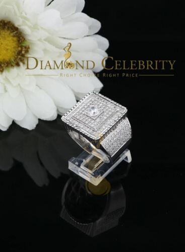 DiamondCelebritees Men's 6.25ct Cubic Zirconia White Silver Round Adjustable Ring From SZ 11 to 13