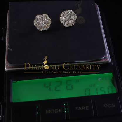 DiamondCelebritees Yellow Floral 1.50ct VVS 'D' Moissanite 925 Stud Earrings Men's/Women