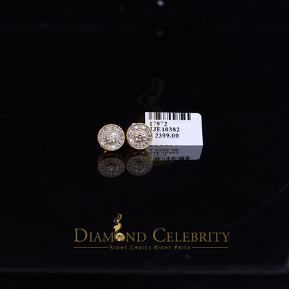 DiamondCelebritees Real 10k Yellow Gold Round Stud 0.50ct Earrings with Real Diamonds
