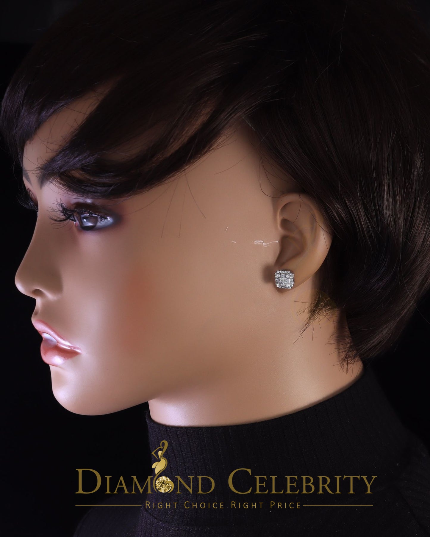 DiamondCelebritees  0.98ct Cubic Zirconia 925 White Silver Women's & Men's Hip Hop Square Earrings