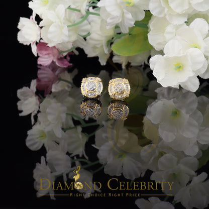 DiamondCelebritees  Aretes Para Hombre Silver 0.25ct Diamond For Ladies / Gent's Yellow Stud Earring