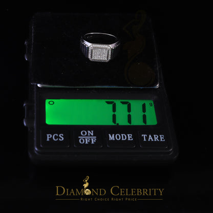 DiamondCelebritees 925 White Silver 0.75ct Cubic Zirconia Square Engagement Men's Ring Size 10