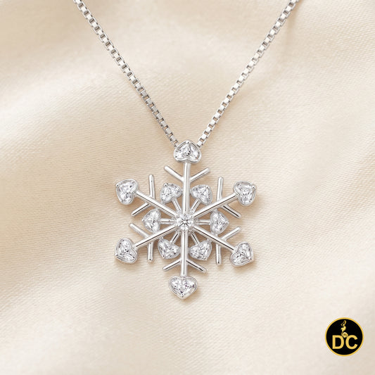 DiamondCelebritees  925 Sterling Silver White 0.01ct Real Diamond Snowflake Heart Accent Pendant