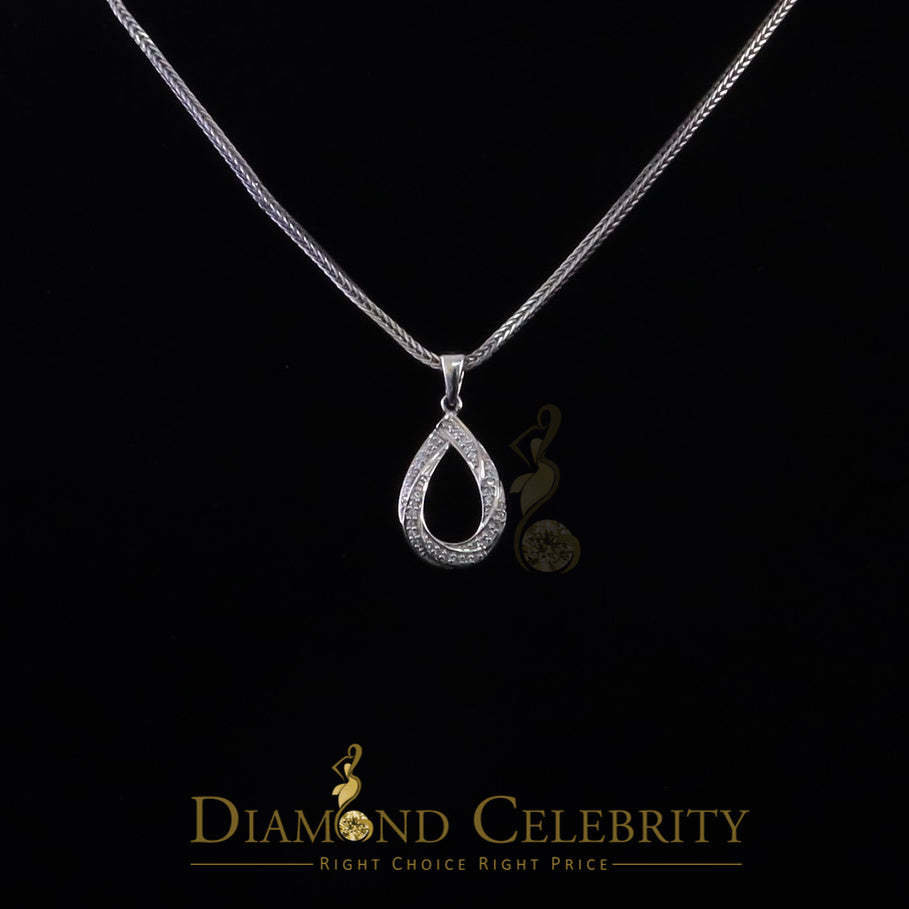DiamondCelebritees White Sterling Silver Pendant with Charming Necklace Shape 0.37ct Cubic Zirconia