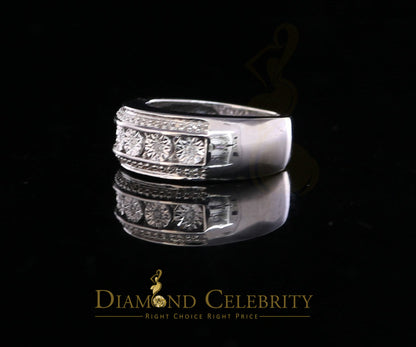 DiamondCelebritees 0.20 CT Real Diamond Men's 925 Sterling Silver White Band Big Ring Size 10.5