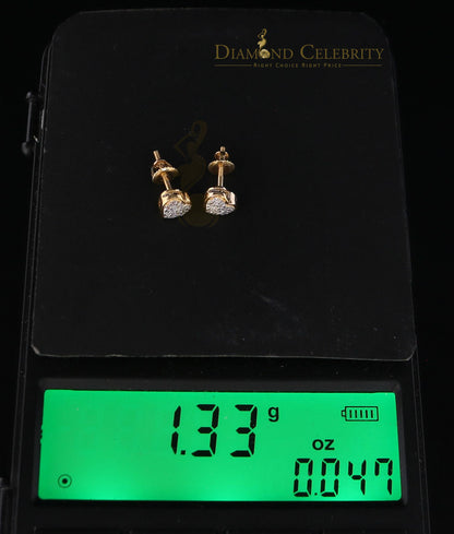 DiamondCelebritees 10K Real Yellow Gold with 0.08CT Real Diamond Men's/Women's Stud Micro Earring