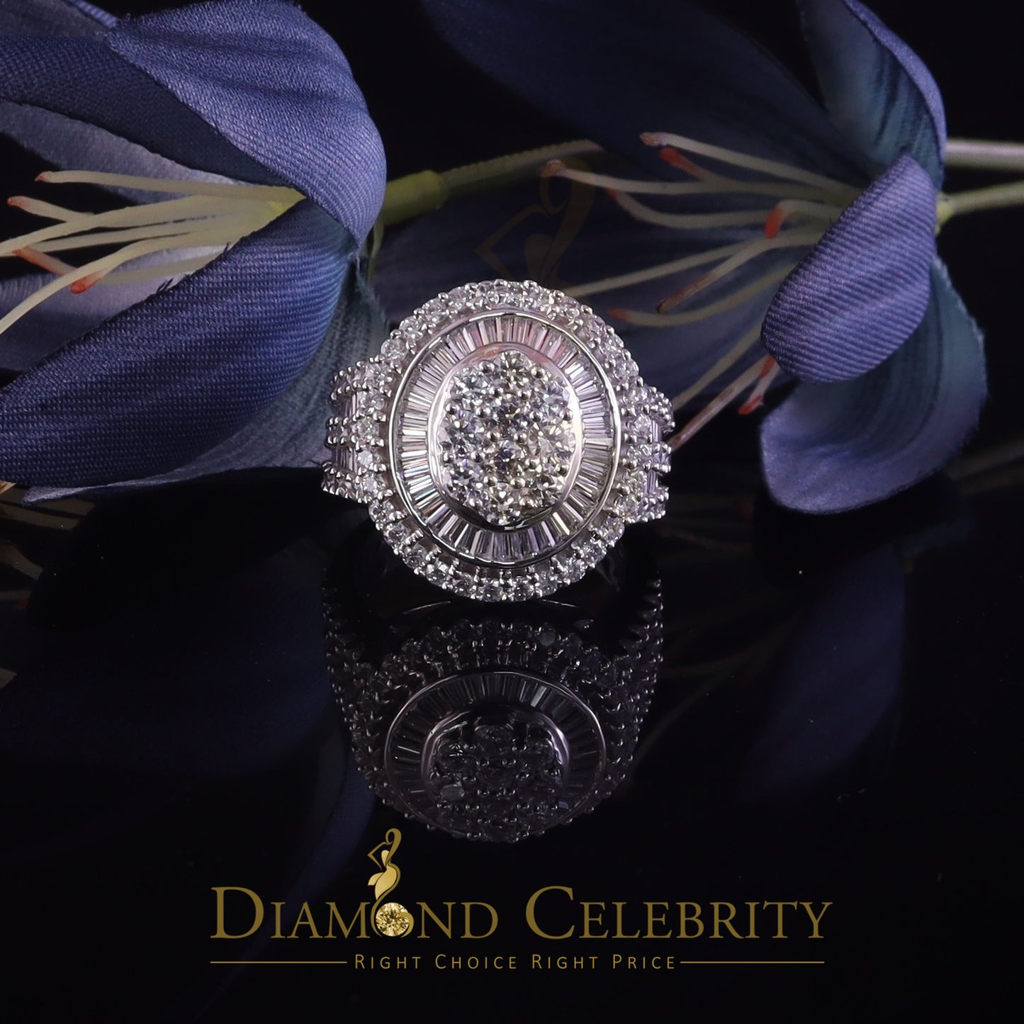DiamondCelebritees White 925 Silver Rhodium Plated 6.48ct Cubic Zirconia Cocktail Womens Ring SZ 9