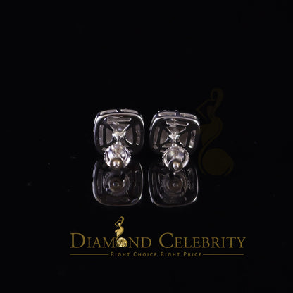 Diamondcelebritees 1.00ct Moissanite White 925 Silver Womens Round Edge Square Shape Nugget Earring