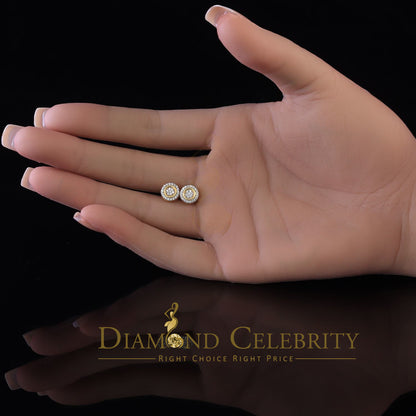DiamondCelebritees  Aretes Para Hombre 925 Yellow Silver 0.5ct Cubic Zirconia Round Women's Earrings