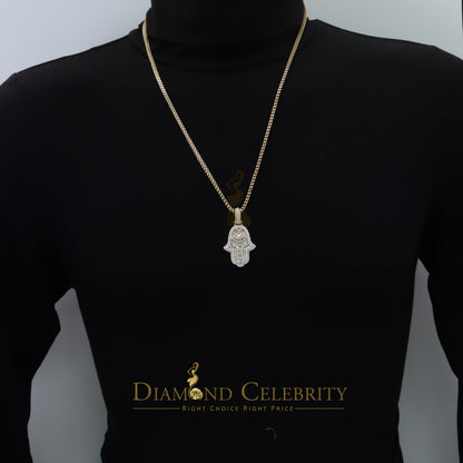 Diamondcelebritees 3.00ct Moissanite VVS D Baguette 925 Silver Yellow Hamsa Pendant For Women's