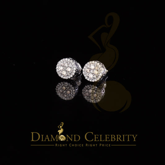 DiamondCelebritees 10K Real White Gold w/ Real 0.50CT Diamond Men's/Women's Stud Round Earring