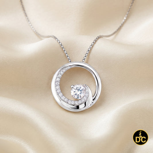 DiamondCelebritees 925 Sterling Silver White infinity loop cross Pendant W/ 0.75ct Cubic Zirconia