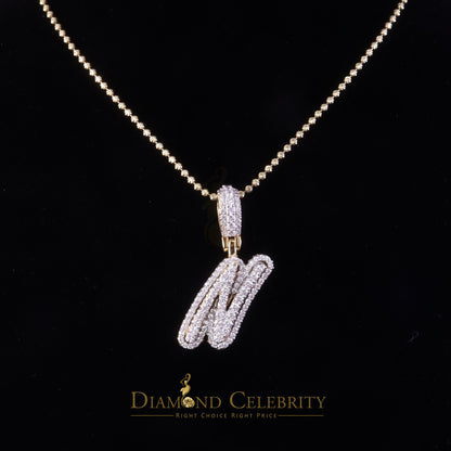 DiamondCelebritees Yellow Cursive 3D Alphabet Shape 925 Sterling Silver Cubic Zirconia Pendant