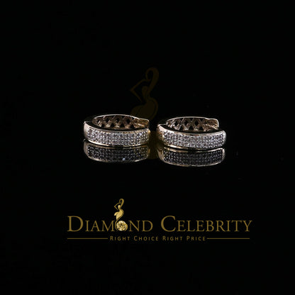 DiamondCelebritees 0.15ct Diamond 925 Sterling Silver Yellow Hoop Stud Earrings For Men's / Women's