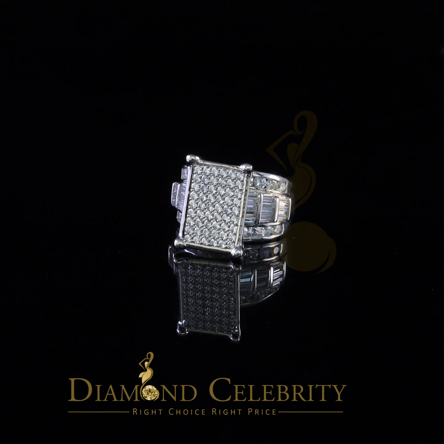 DiamondCelebritees 5.82ct Cubic Zirconia Cinderella 925 Silver White Engagement Women's Ring size 7