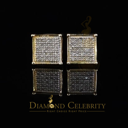 DiamondCelebritees 925 Sterling Yellow Silver 0.15ct Diamond Womens and Men's Square Stud Earrings