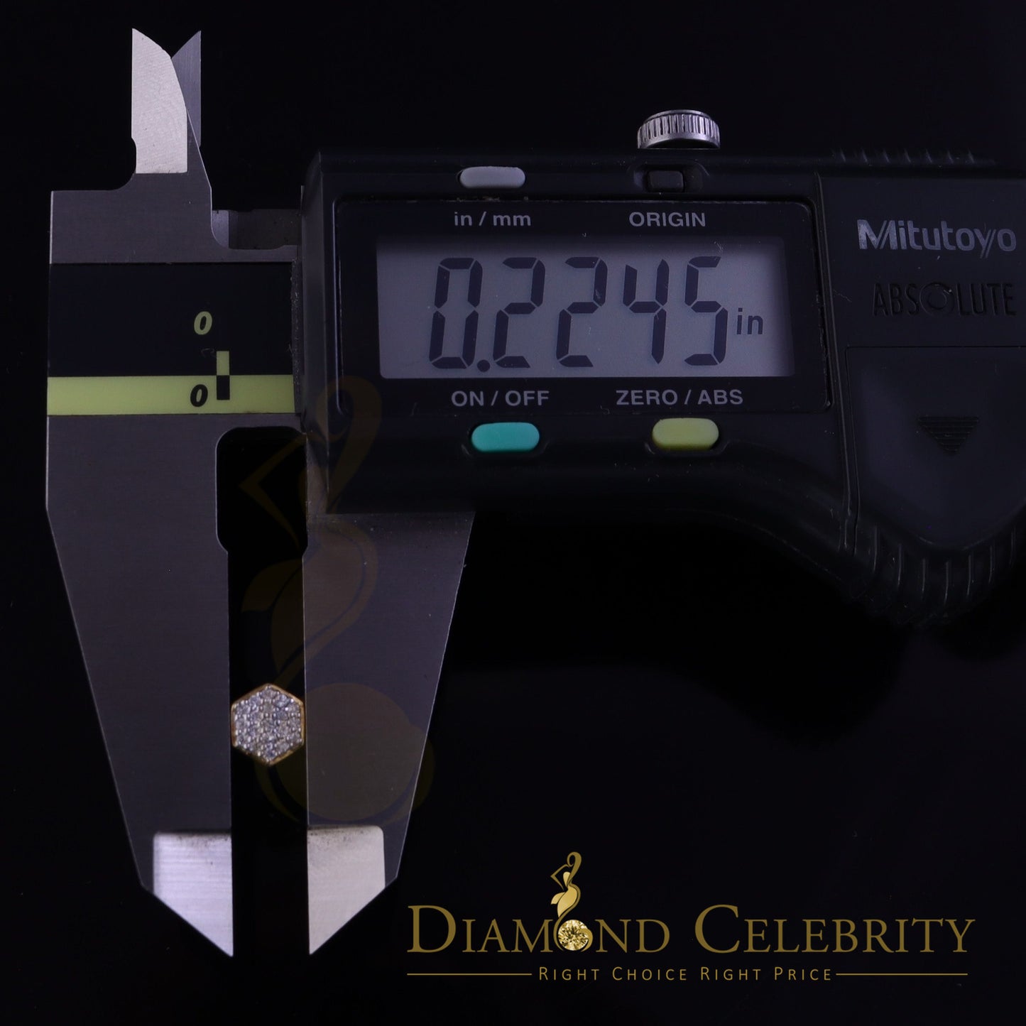 DiamondCelebritees  925 Yellow Silver 0.38ct Cubic Zirconia Women's & Men Hip Hop Hexagon Earrings