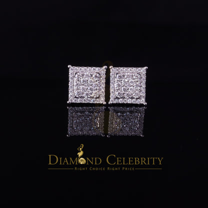 Diamondcelebritees Men's/Womens 925 Silver White 1.25ct VVS 'D' Moissanite Stone Square Earrings