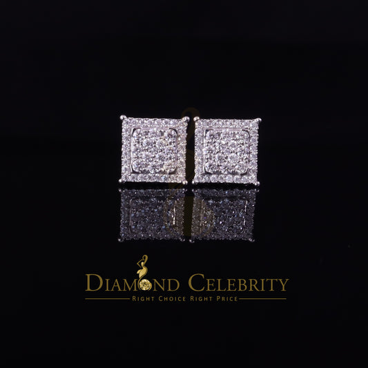 Diamondcelebritees Men's/Womens 925 Silver White 1.25ct VVS 'D' Moissanite Stone Square Earrings