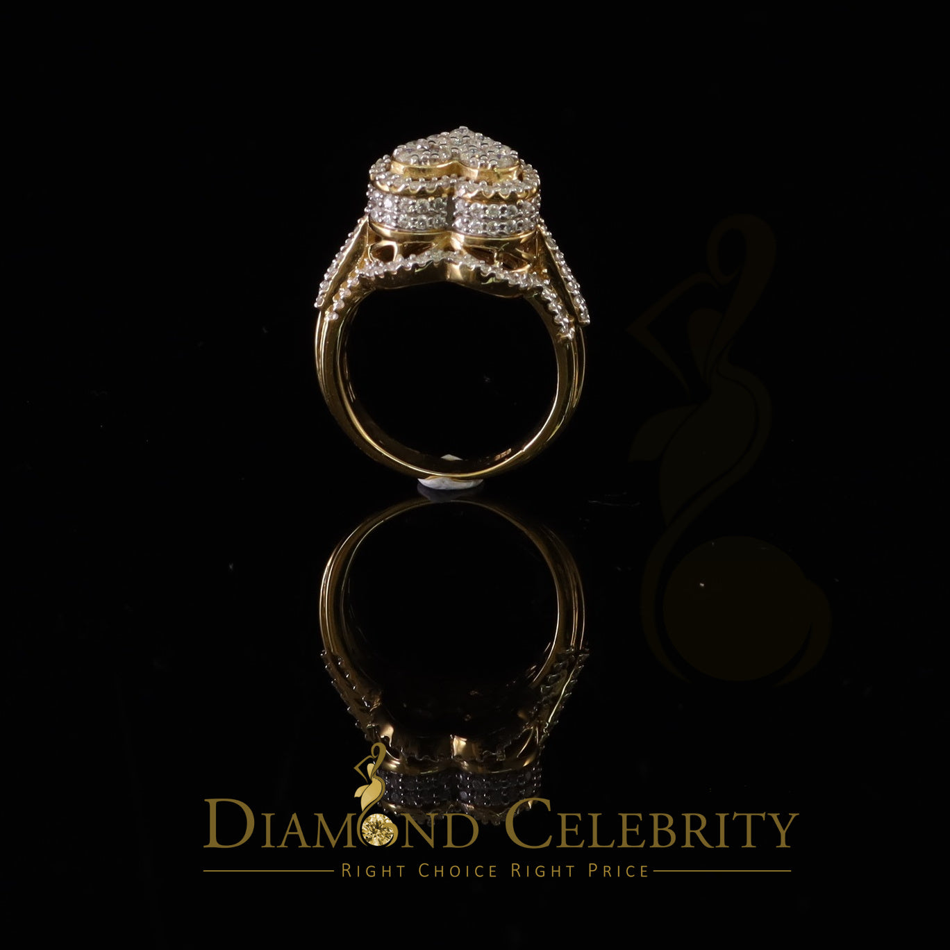 DiamondCelebritees 925 Silver Yellow 2.50CT Women's VVS 'D' Moissanite 3D Double Heart Ring Size7