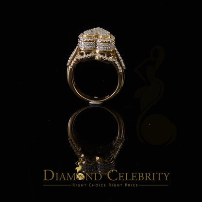 DiamondCelebritees 925 Silver Yellow 2.50CT Women's VVS 'D' Moissanite 3D Double Heart Ring Size7